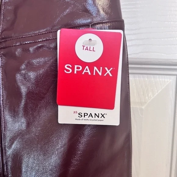 NWT SPANX, Faux Patent Leather Leggings in Ruby, Various Sizes - Picture 5 of 9